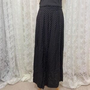 Vintage 90s Norton McNaughton Black Polka Dot Midi‎ Slip Skirt Womens Small Glam